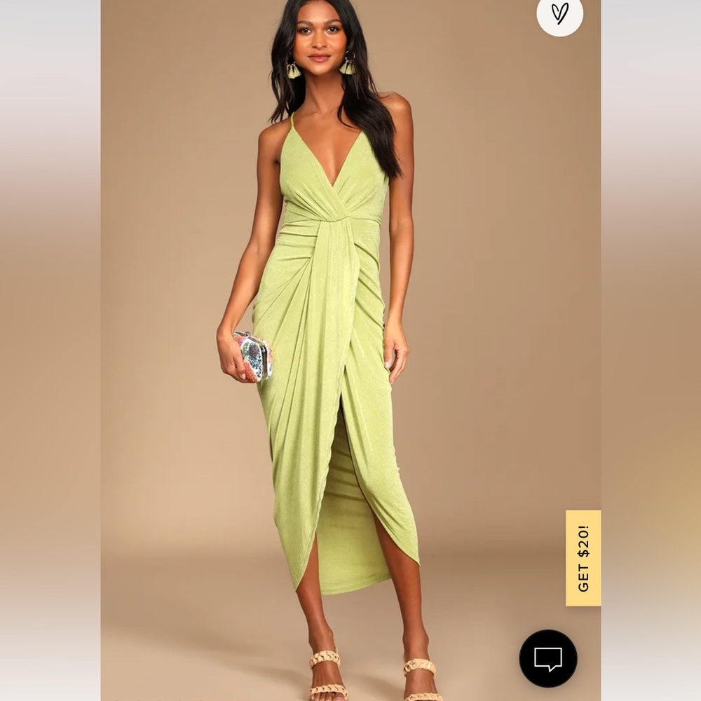Dreamy Date light green surplice midi dress